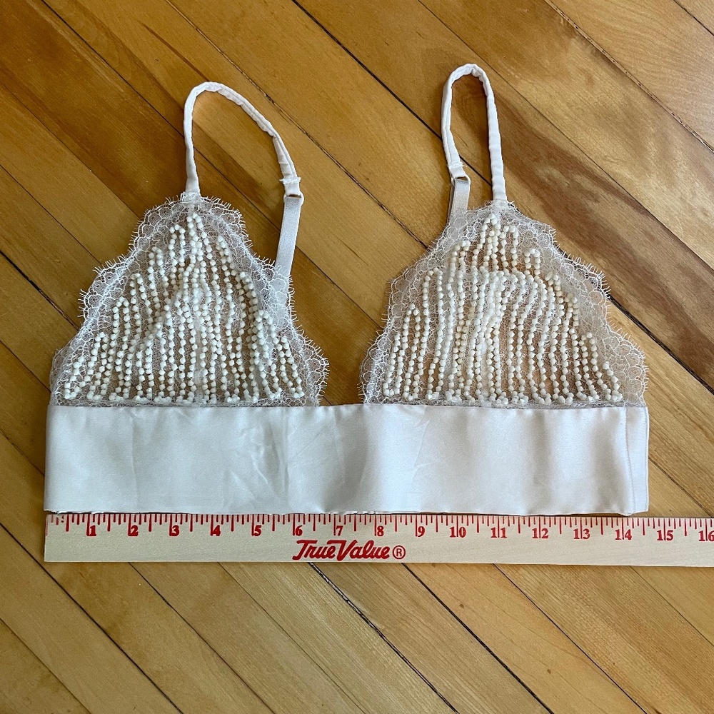 Victoria's Secret Beaded Lace Bralette Silk Bridal Bachelorette Date Night - Picture 3 of 10